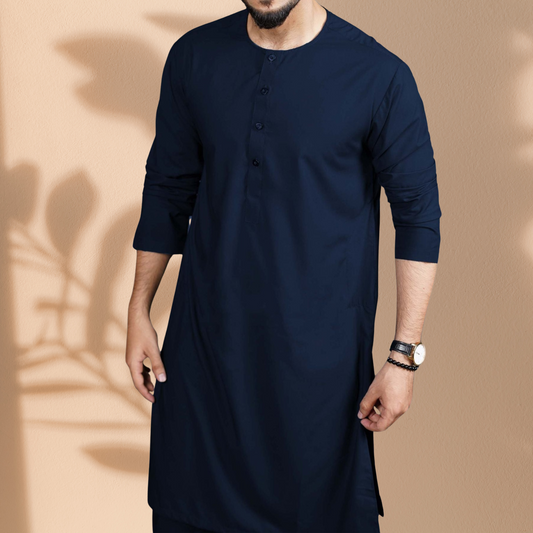 Navy blue Classic Panjabi & Pajama Full Set|P-0011